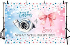 MEHOFOND 10x7ft Turbos or Bows Gender Reveal Backdrop Boy or Girl What Will Baby Be Photography Background Pink and Blue Stars Gender Reveal Baby Shower Party Decorations Banner Photo Booth Props - Image 3