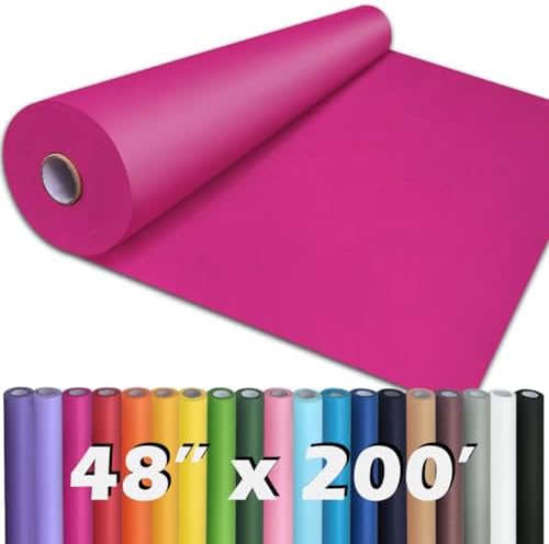 PerkHomy 48" x 2,400" (200') Rose Red Kraft Paper Roll for Craft Bulletin Board Paper Art Table Covering Crafting Gift Wrapping Bouquet Packing Parcel 80GSM 55LB (Rose Red, 48" x 200') by PerkHomy