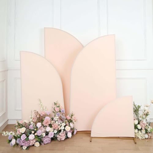 Efavormart Set of 4 Blush Rose Gold Spandex Half Moon Arch Covers, Custom Fit Chiara Backdrop Slipcovers 2.5ft-7ft for Glamorous Events and Bridal Showers by efavormart