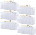 White Table Cloth for 8 Foot Rectangle Tables Fitted Stretch Spandex Table Cover with Skirt 8ft Baby Shower Birthday Party Banquet Ruffle Tablecloth Wedding Table Cloths Desk Skirt, 6 Pack by LittleFunny