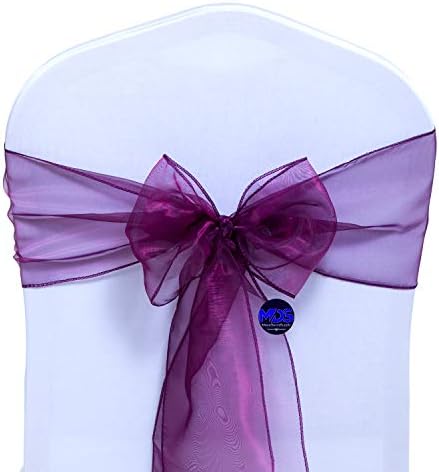 MDS Pack of 100 Organza Chair Sashes for Wedding & Event Décor – Wine - Image 2