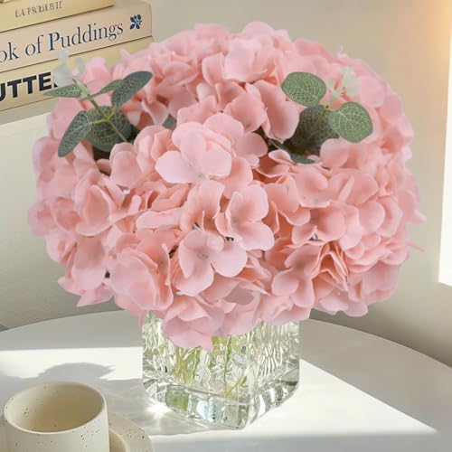 AVIVIHO 65pcs Fake Flowers Blush Hydrangea Artificial Flowers Bulk (Not Squished, No Steaming Need) Silk Flowers with Stems for Wedding Decor,Home,Baby Shower,Table Centerpieces Decoration - Image 6