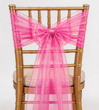 Organza Hot Pink Chair Sashes 50 Pack 7x108 inches Sheer Chair Bows for Wedding Party Birthday Banquet Hotel Restaurant Bridal Shower Baby Shower Event Decorations Tulle Chairs Knots Ties by WENSINL