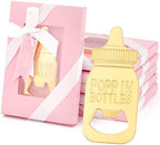 32 Pack Baby Bottle Shaped Poppin Bottle Openers - Baby Shower Favors with Gift Box, Gender Reveal Party Decorations, Wedding Souvenirs & Return Gifts for Guests (Pink) by Orlabno