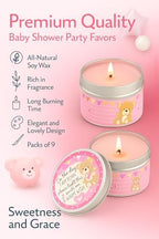 Majestic Zen Baby Shower Candle Favors for Girls | 9-Pack Scented Soy Wax Candles | Baby Powder Scent | 30–40 Hour Burn | Baby Shower Party Favors & Gender Reveal Keepsake - Image 3