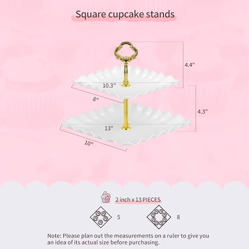 Pack of 11 NWK Cake Stand Set of Cupcake Stand, Tray & Table Cloth (Gold) - Image 3