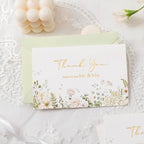 Crisky Green Floral Wedding Thank You Cards with Envelopes & Stickers From Mr & Mrs, 100 Pack Gold Foil Eucalyptus Leaves Thank You Greeting Note Cards Bulk for Bridal Shower - Image 4