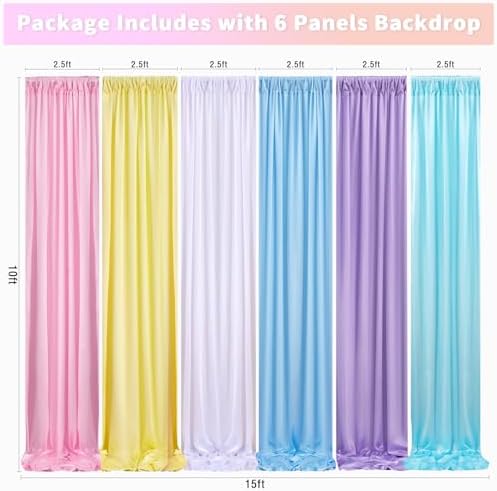 Unicorn Backdrop Curtain 15ftx10ft - Pastel Wrinkle Free Satin Drapes - Image 5
