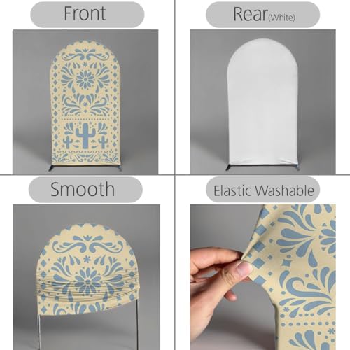 Beige Arch Backdrop Cover for Mexican Fiesta Party Decoration Stretchy Arch Stand Fabric Baptismx Baby Shower Cake Table Supplies (Cover Only) (G3743,4.6ftx8ft (CoverOnly)) - Image 2