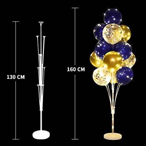 Cicicooie 2 Set Floor Balloon Stand Kit with String Light Balloon Holder Centerpieces Floor Decoration for Baby Shower Birthday Party Bachelorette Party (Blue&Gold) - Image 5