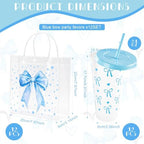 12 Sets Blue Bow Party Favors Includes 24 Oz Tumblers with Lids and Straws Pens Keychains Clear Gift Bags Coquette Aesthetic Gifts Set for Guests Bridal Baby Shower Birthday Party Supplies - Image 2