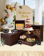 8Sizes Wooden Nested Buffet Risers with Mini Signs for Party Decor - Image 6