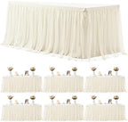 6 Pack Ivory Tablecloths for 6 Foot Rectangle Tables Ivory Table Cloth Rectangle Tulle Tablecloth 6ft Cream Stretch Spandex Table Cover for Wedding Baby Shower Birthday Party Banquet Desk Table Skirt by HBBMAGIC