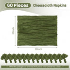 Cloth Napkins Set of 60 Olive Green Napkins 20x20inch Cheesecloth Napkin Rustic Boho Gauze Washable Dinner Napkin Cloth Bulk for Wedding Party Bridal Baby Shower Thanksgiving Table Decor - Image 2