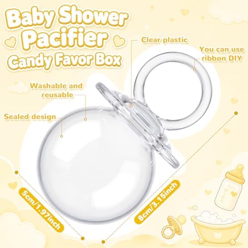 Nuenen 36 Pcs Baby Shower Favors, Mini Pacifier Candy Bottles 3.15", Clear - Image 2