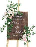 2pcs Wedding Welcome Sign Flowers,Blush Pink Faux Floral Swag,Artificial Flower Garland for Fall Wedding Bridal Shower Graduation Party Prom Entrance Sign Decor (Stand not Included) by Xysgloriv
