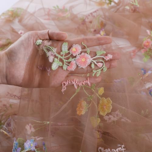 Floral Gauze Table Runner 10ft Embroidery Tulle Spring Wildflower Decor - Image 5