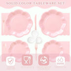 Vyntra Light Pink Paper Plates, Cups & Napkins, 350 Pcs Scalloped Party Set - Image 3