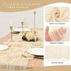 12 Pack Cheesecloth Table Runner 35 x 120 inch Long Boho Cheese Cloth Gauze Table Runners Cream Semi Sheer Table Runner for Wedding Decor, Bridal Shower, Birthday Party (Ivory) - Image 4