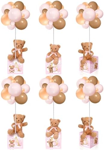 Lenwen 6 Sets Baby Letter Boxes Baby Shower Decor, Bear, Pink by Lenwen