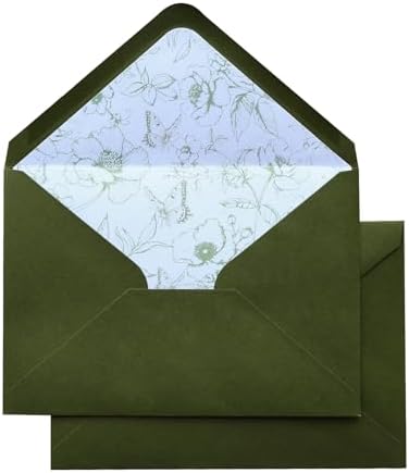 50PCS A7 Olive Green Envelopes, 5.3×7.6 Inch Envelopes by KUCHYNEE