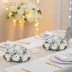 NUPTIO Flower Balls for Table Centerpieces: White Fake Flowers, 8.6 Inch - Image 2