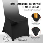 VEVOR 30 Pcs Flat-Front Chair Covers Polyester Spandex Chair Cover Stretch Slipcovers, Wedding, Holiday, Banquet, Party, Celebration, Dining, Black - Image 5