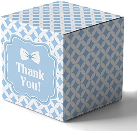 Inkdotpot Paper Box - Mini Favor Box For Baby Shower 4x4x4 Inches Paper Gift Boxes, Candy Paper Box For Party Favors, Baby Shower Little Man,Boy Theme- Pack Of 20 by Inkdotpot