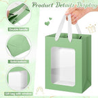 Zhanmai 36 Pcs Kraft Paper Gift Bags with Clear Window Handles, Sage Green - Image 3