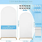7.2FT, 6FT White Spandex Arch Backdrop Stand Covers Set of 2 - Image 7