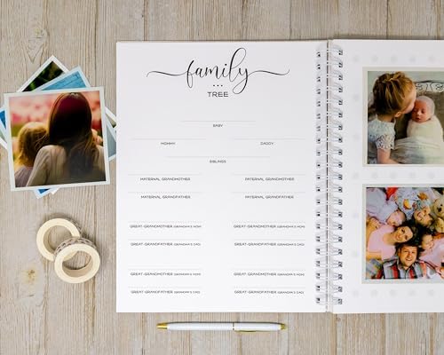 Personalized Baby Journal - Hardcover First Year Album Customized with Baby’s Name - Prompted Baby Memory Book (Peach Floral) - Image 4
