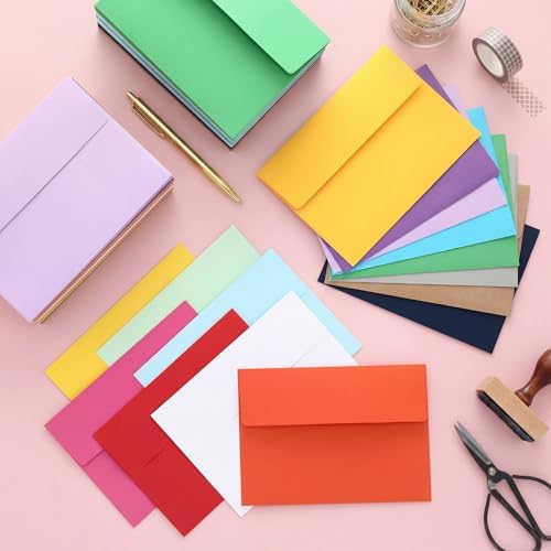 SATINIOR 300 Pieces Invitation Envelopes V Flap,A7,Multicolor - Image 4