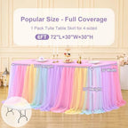 Rainbow Tablecloth for 6 Foot Rectangle Tables with Tulle Table Skirt - Image 3