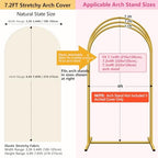 Beige Arch Backdrop Cover 7.2FT 6FT, Stretchy Spandex Wedding Arch Covers Set of 2, 2 Sided Arched Background Cover for Wedding Birthday Party Baby Shower Ceremony Banquet Decoration - Image 3
