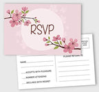 50 Blank RSVP Cards,RSVP Postcards No Envelopes Needed,Floral Print Response Card,RSVP for Wedding,Baby Shower,Bridal Shower by Inkdotpot