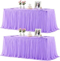 2 Pack Lavender Tablecloths for 6 Foot Rectangle Tables Tulle Tablecloth Light Purple Table Cloth Rectangle 6ft Spandex Lilac Table Cover for Baby Shower Birthday Party Wedding Banquet Table Skirt by HBBMAGIC
