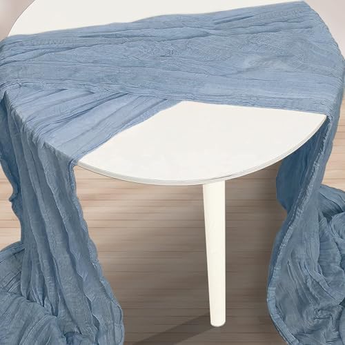 6 Pack Dusty Blue 35x120 Inch Cheesecloth Table Runner - Image 3