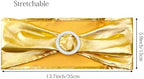 Spandex Metallic Gold Chair Sashes 100 Pack Wedding Chair Bows Bands Buckle - Image 3