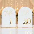 Wedding Table Numbers 1-20 with Stands,5x7 inch Arch Acrylic Table Numbers Signs with Gold Foil Embossed for Wedding Reception, Anniversary, Birthday,Party and Events Decor by Unknown