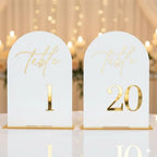 Wedding Table Numbers 1-20 with Stands,5x7 inch Arch Acrylic Table Numbers Signs with Gold Foil Embossed for Wedding Reception, Anniversary, Birthday,Party and Events Decor by Unknown