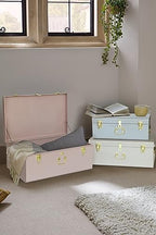 Vixdonos Decorative Box Set of 3 Metal Trunks Chest with Safety Lock Clasp for Treasure Organization and Home Dorm Decor,26.8x16.5x11Inches - Image 4