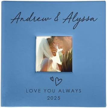 Personalized Photo Album For Couples, Holds 200 4" x 6" Photos, Engraved Hand Drawn Hearts Leatherette Picture Album, Gifts For Her, Wedding Gift by GiftsForYouNow