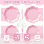 Vyntra Pink Paper Plates, Cups & Napkins, 350 Pcs Scalloped Party Set - Image 3