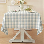 Laolitou Blue Checkered Tablecloth Rectangle Tables Buffalo Plaid Gingham Table Cloth Cotton Linen Rustic Tablecloths Washable Wrinkle Free for Party Picnic Kitchen, 60"x106" 8-10 Seats by Laolitou