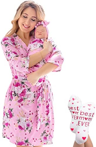 Mommy and Me Robe and Swaddle Set | Maternity Robe Matching Baby Girl, Boy by ECOBABYMadeWithLove