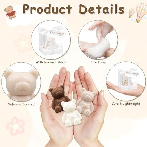 36 Sets Baby Shower Favors for Guest Gift - Small Handmade Bear Soap - Image 3