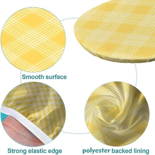 Festive Tartan Cloth Print Oval Table Cloth Greaseproof Waterproof Elastic for Kitchen and Dining Room Fits for 54" x 76" Oval Table - Image 5
