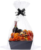 MADHOLLY 6 Set Halloween Black Gift Baskets Empty Kit to Fill, Sturdy Kraft by MADHOLLY