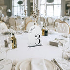White Arch Wedding Table Numbers 1-15, Black Numbers and Stands - Image 6