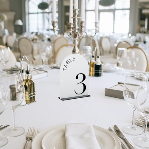 White Arch Wedding Table Numbers 1-15, Black Numbers and Stands - Image 6